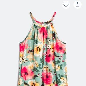 Papermoon Floral Halter Top - Green and Pink